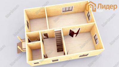 3d План первого этажа проекта ДБ-195